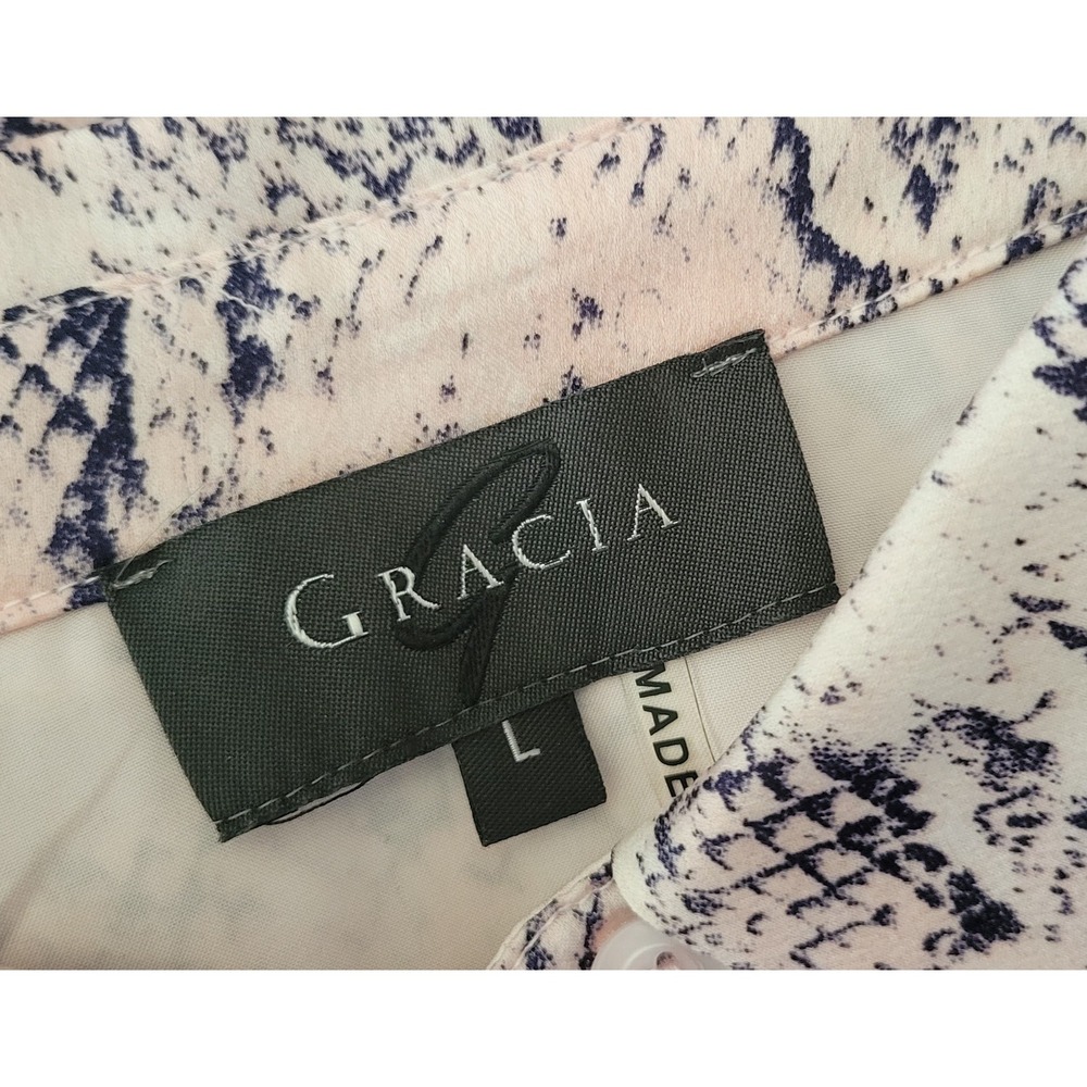 Garcia Pink & Navy Snake-Print Midi Button-Down Dress - Picture 3 of 9